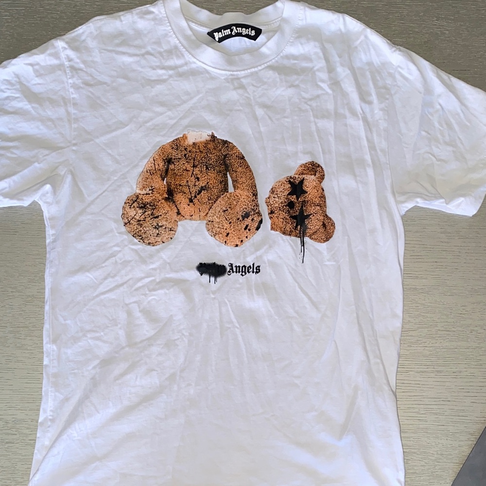 Palm Angels White T-Shirt with Brown Graphic